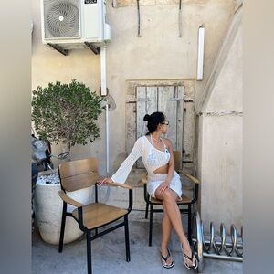 Bell sleeve one shoulder dress swim suit cover up